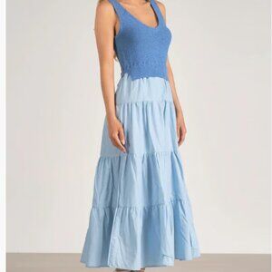 Blue Sleeveless Tiered Maxi Dress